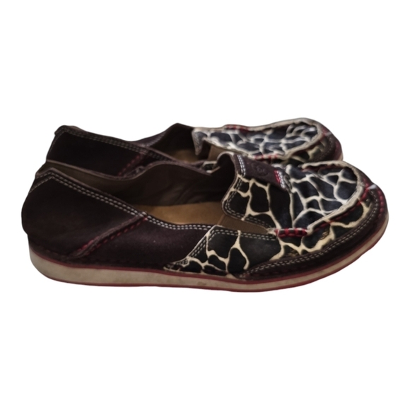 Ariat Chocolate Chip Giraffe Print Cruiser Slip-on Shoes 8.5 Leather - Picture 5 of 9